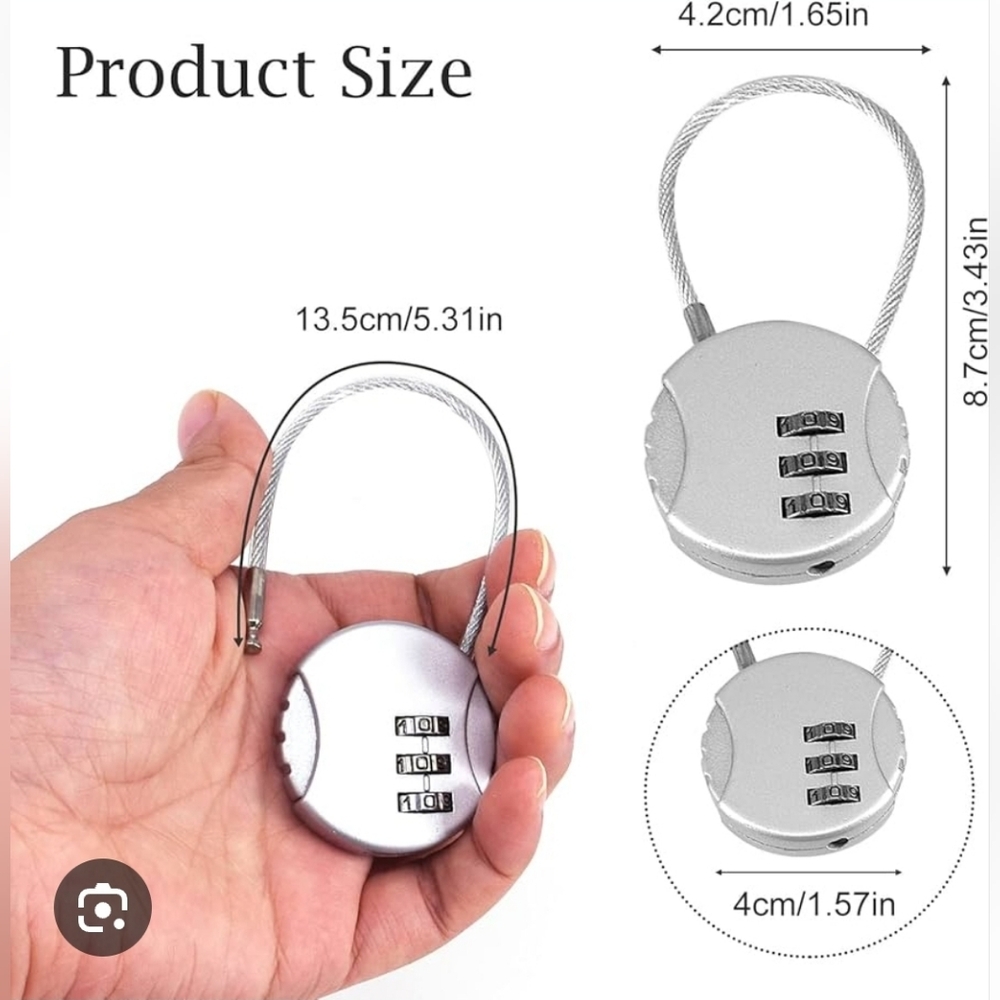 Silver Cable Combination Lock BNIB - Picture 8 of 12